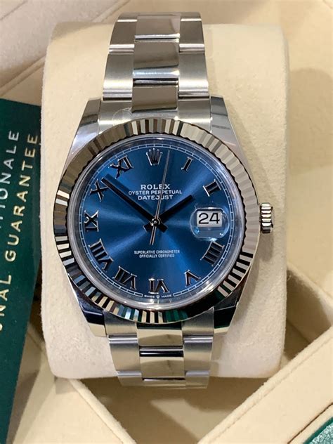 rolex dayjust blue dial|blue face rolex date just.